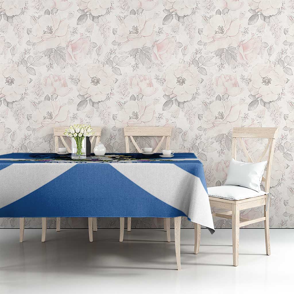Personalised Unicorn Scotland Tablecloth Scottish Saltire With Thistle