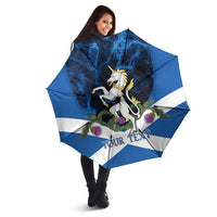 Personalised Unicorn Scotland Umbrella Scottish Saltire With Thistle