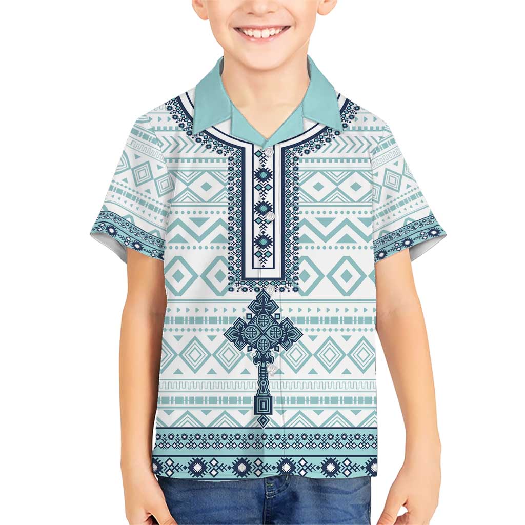 Eritrea Kid Hawaiian Shirt Eritrean Cross Mix Tilet Pattern