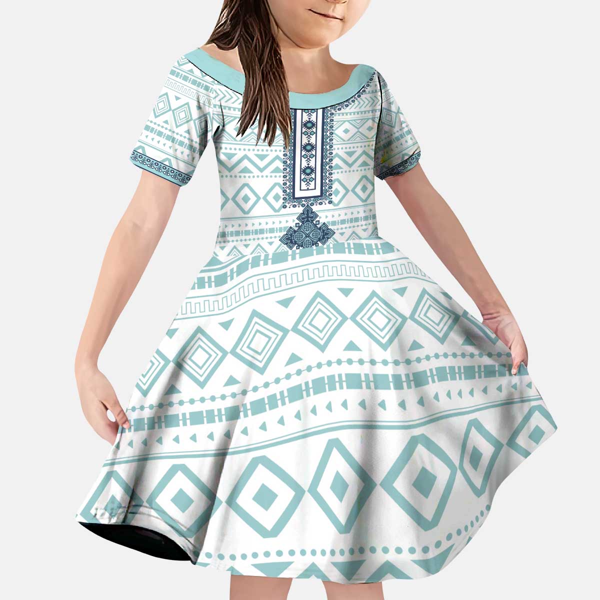 Eritrea Kid Short Sleeve Dress Eritrean Cross Mix Tilet Pattern