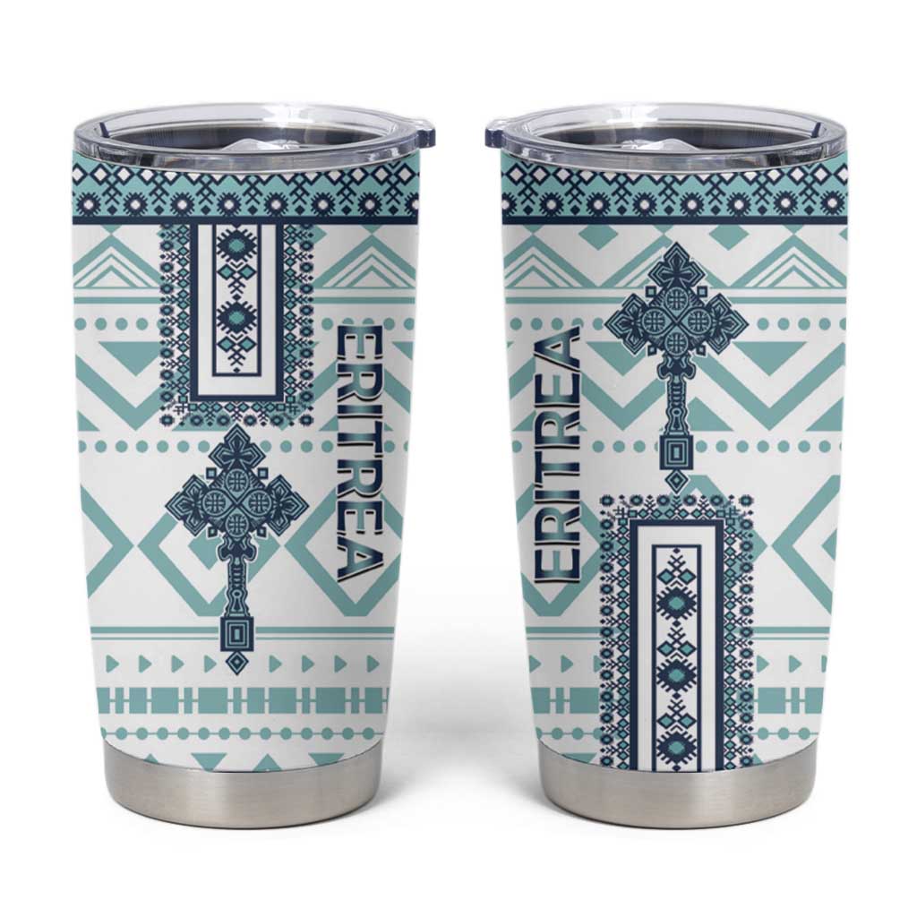 Eritrea Tumbler Cup Eritrean Cross Mix Tilet Pattern - Wonder Print Shop