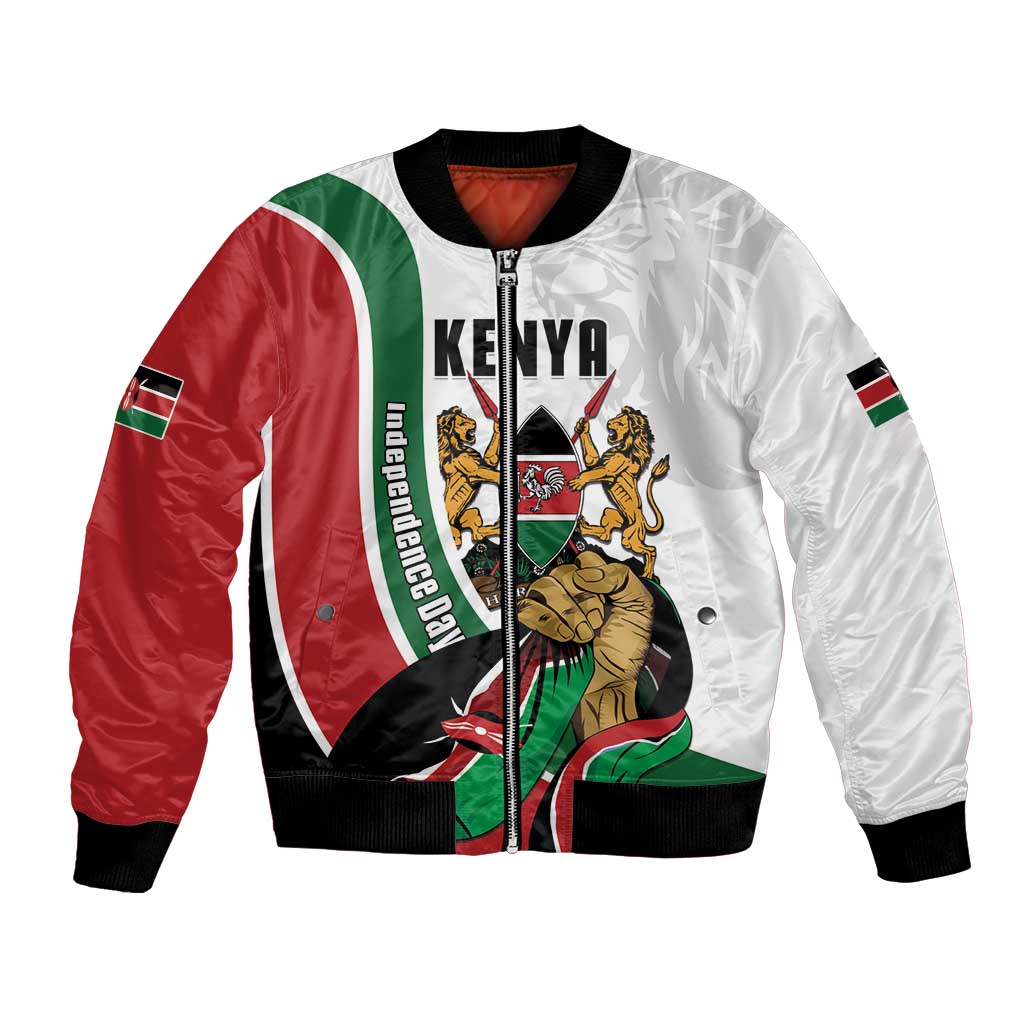 Personalized Kenya Jamhuri Day Bomber Jacket Lion With Coat Of Arms - Wonder Print Shop