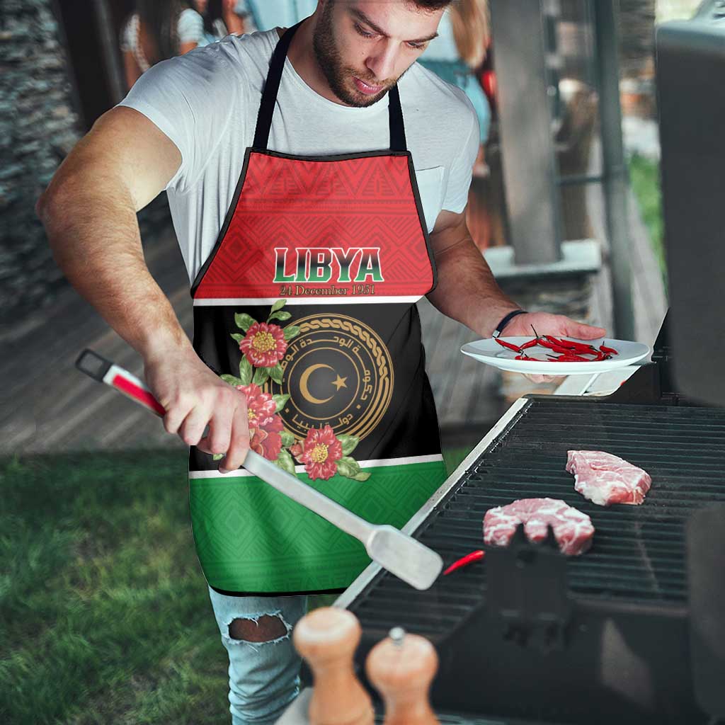 Libya Independence Day Apron Pomegranate Blossom With Libyan Seal - Wonder Print Shop