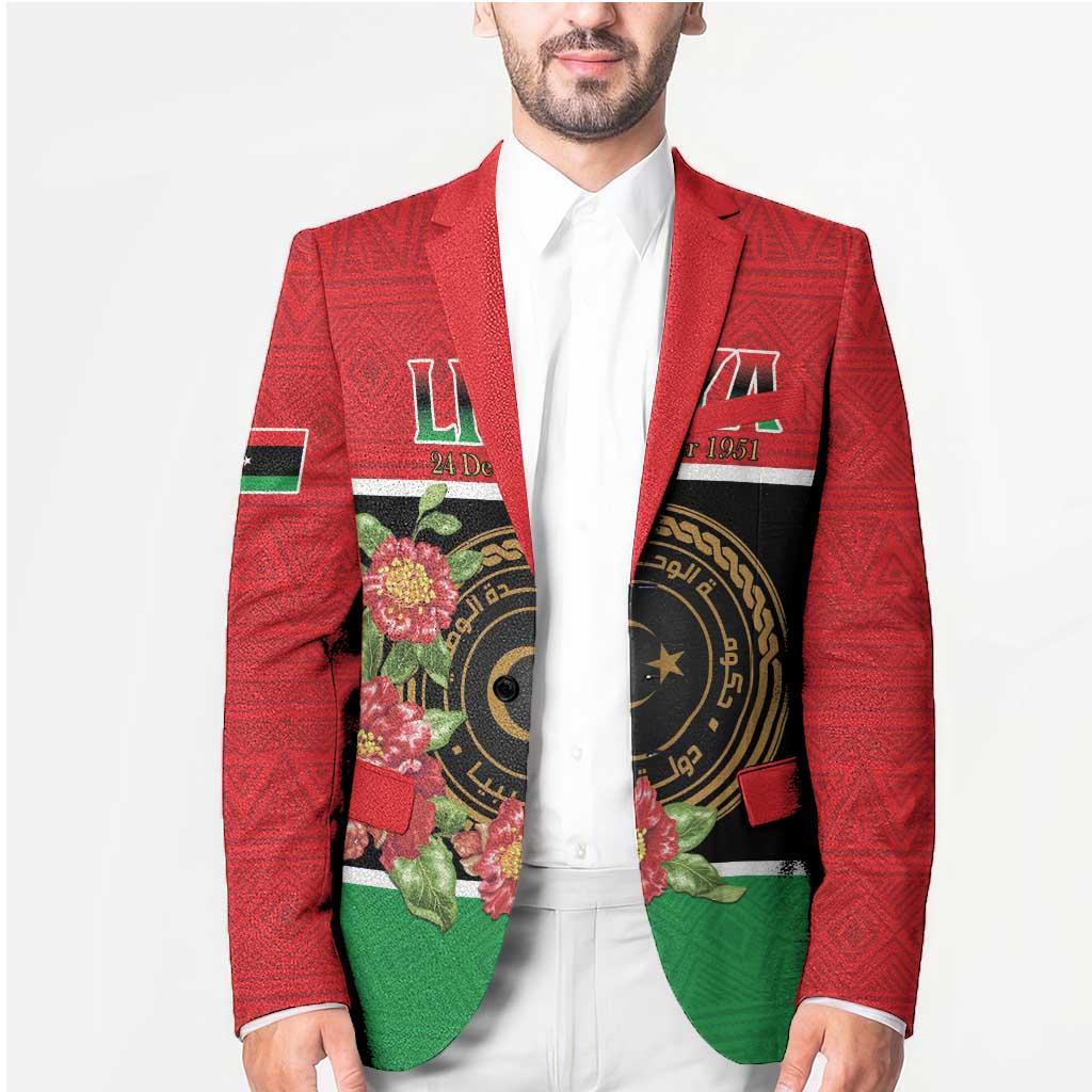 Personalized Libya Independence Day Blazer Pomegranate Blossom With Libyan Seal - Wonder Print Shop