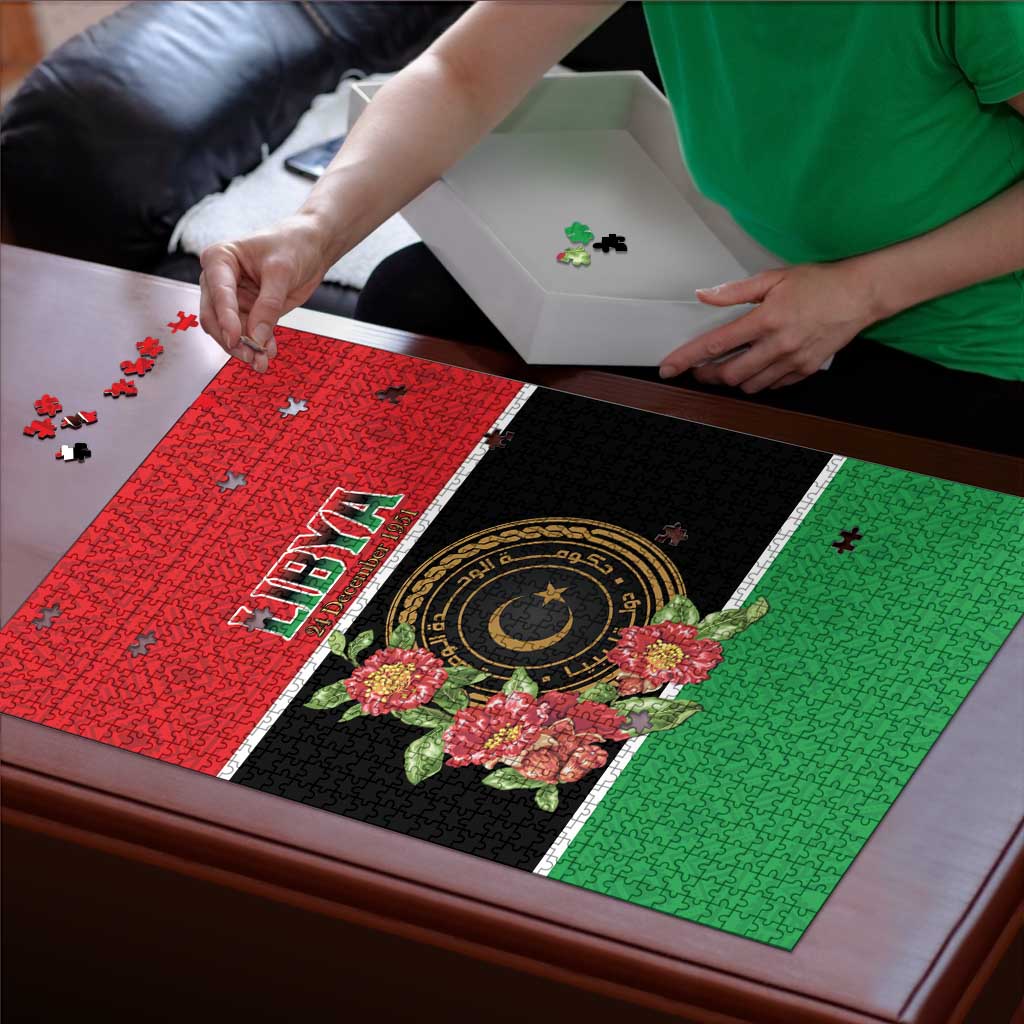 Libya Independence Day Puzzle Pomegranate Blossom With Libyan Seal - Wonder Print Shop