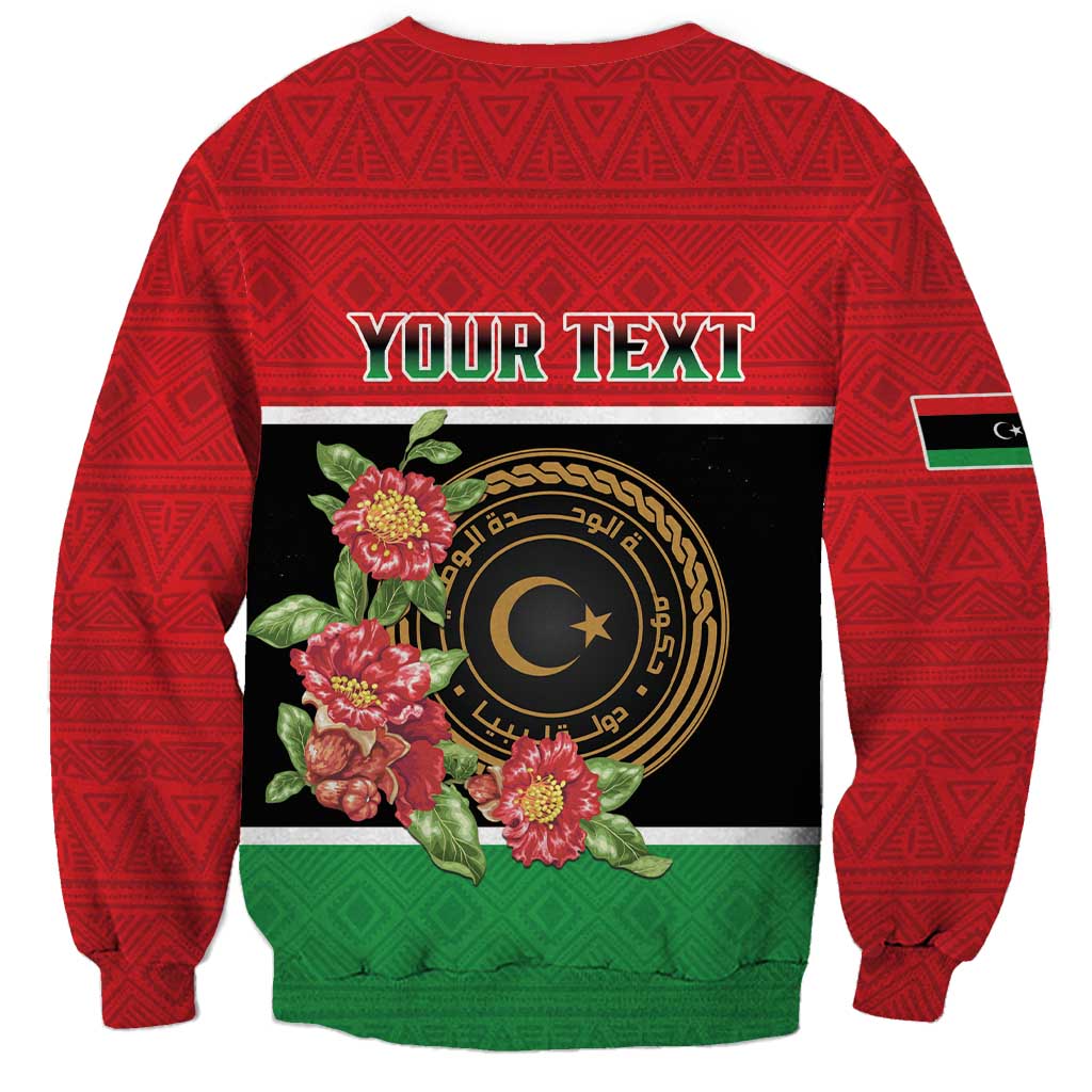 Personalized Libya Independence Day Sweatshirt Pomegranate Blossom With Libyan Seal - Wonder Print Shop