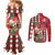 Personalised Slovakia Christmas Couples Matching Mermaid Dress and Long Sleeve Button Shirt Brown Bear Mix Argyle Pattern