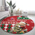 Slovakia Christmas Round Carpet Brown Bear Mix Argyle Pattern