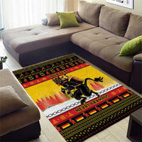 Personalised Christmas area rug with yellow Krampus figure and 'MERRY KRAMPUS' text