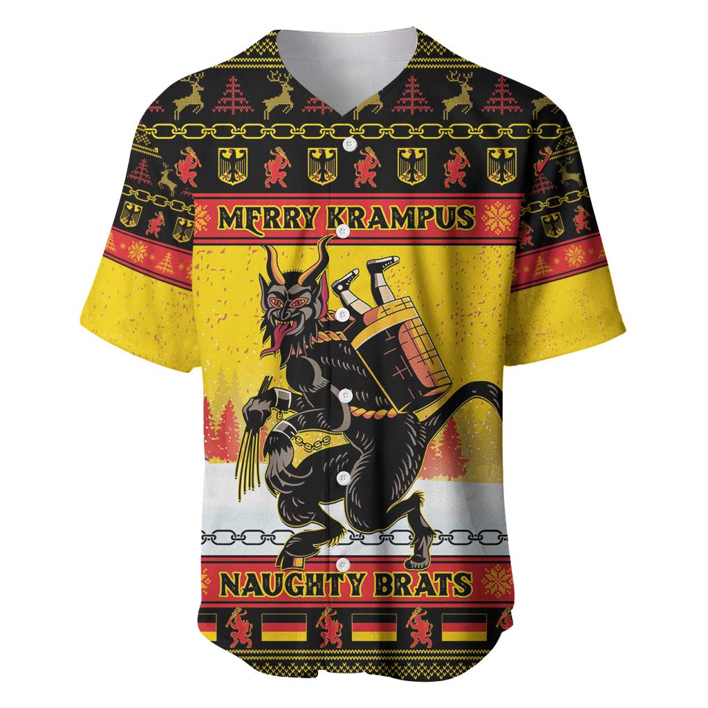 Personalised Germany Christmas Baseball Jersey Merry Krampus - Wonder Print Shop