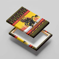 Folded-view Krampus Christmas canvas wall art with "MERRY KRAMPUS" and patterned border