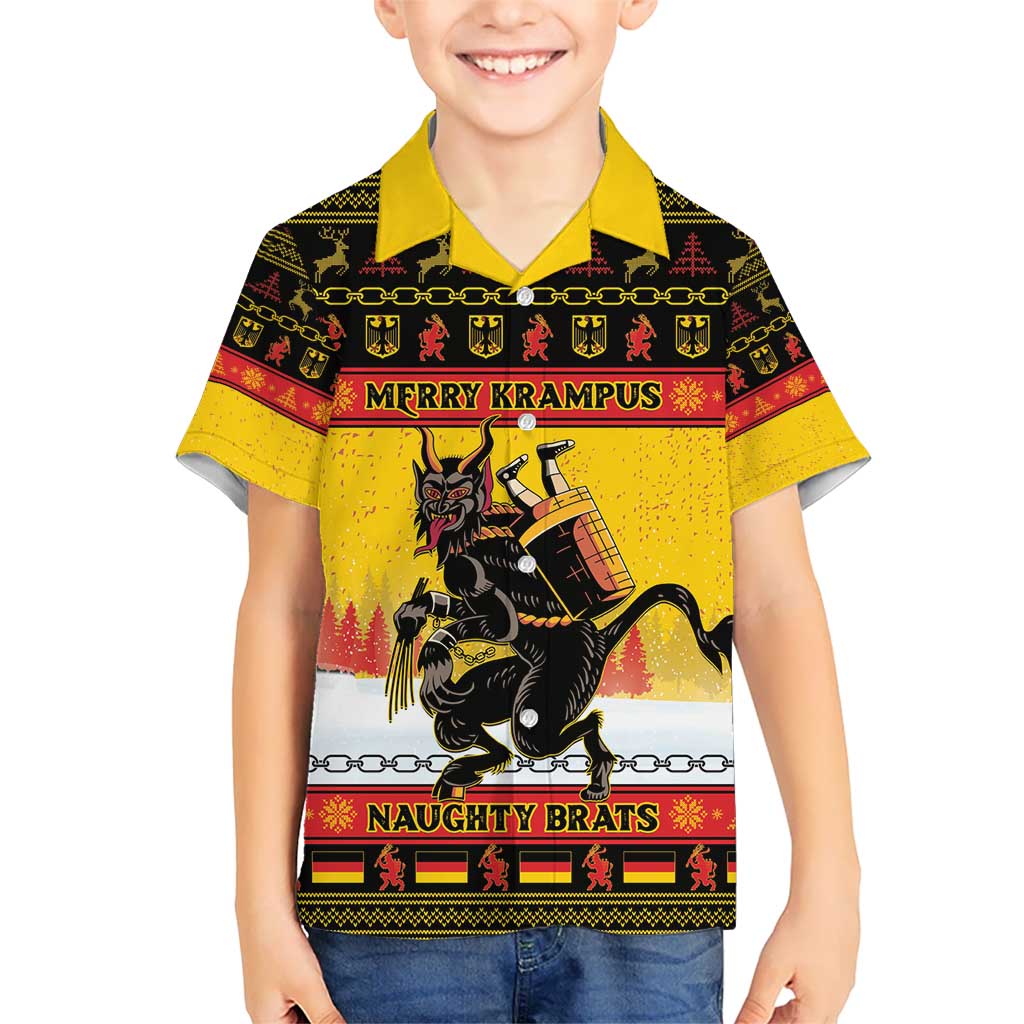 Personalised Germany Christmas Kid Hawaiian Shirt Merry Krampus - Wonder Print Shop