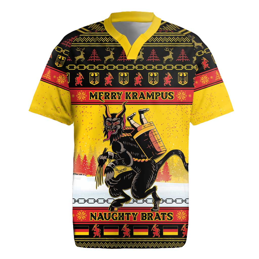 Personalised Germany Christmas Rugby Jersey Merry Krampus - Wonder Print Shop