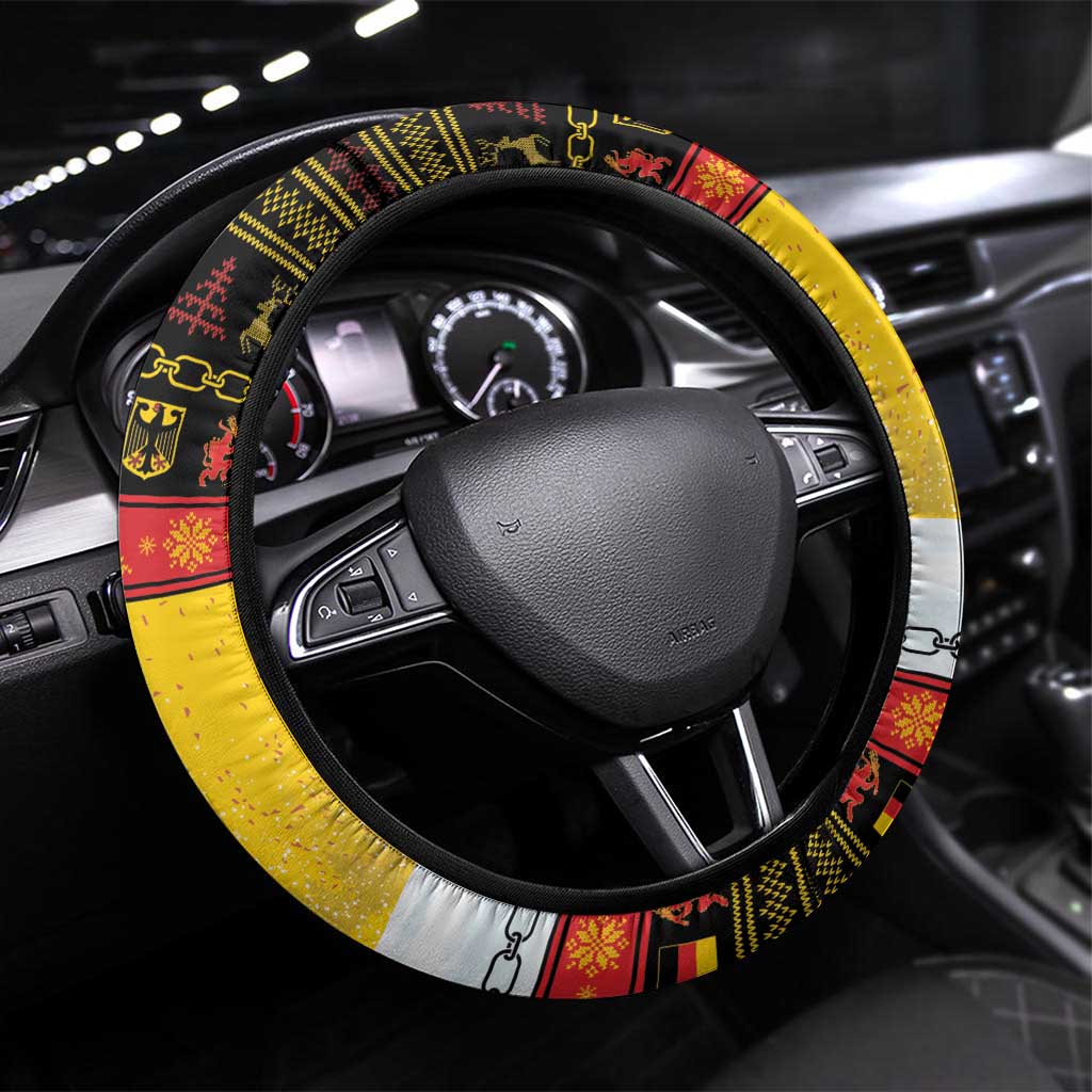 Germany Christmas Steering Wheel Cover Merry Krampus - Wonder Print Shop