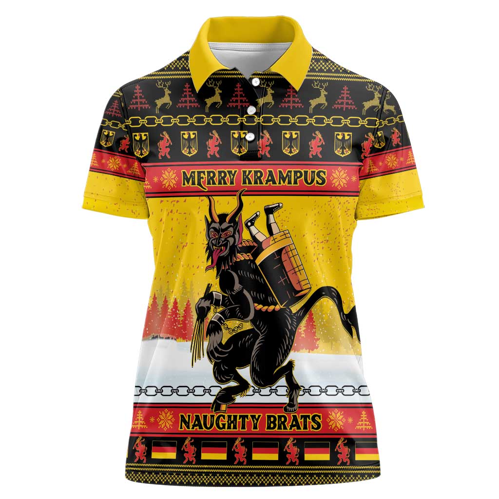 Personalised Germany Christmas Women Polo Shirt Merry Krampus - Wonder Print Shop