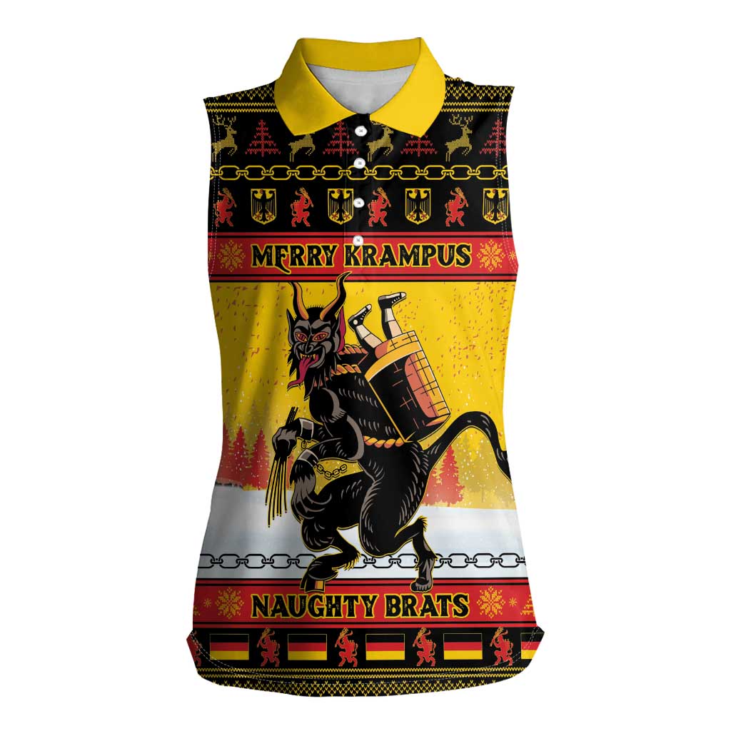 Personalised Germany Christmas Women Sleeveless Polo Shirt Merry Krampus - Wonder Print Shop