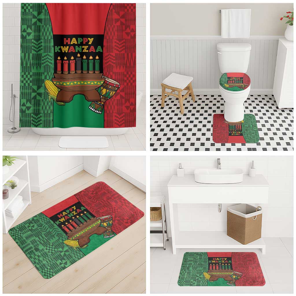 Happy Kwanzaa Bathroom Set Kinara With Kente Pattern - Wonder Print Shop