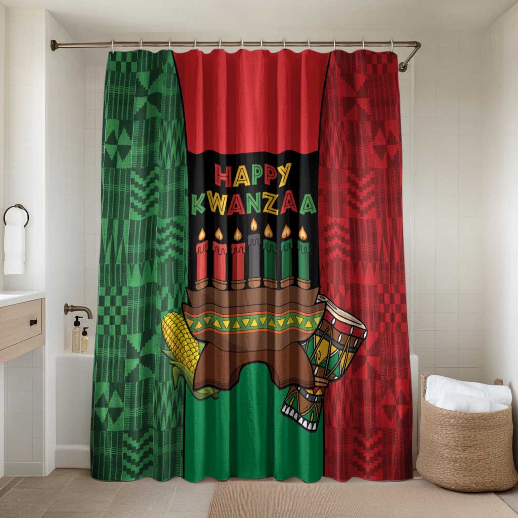 Happy Kwanzaa Bathroom Set Kinara With Kente Pattern - Wonder Print Shop