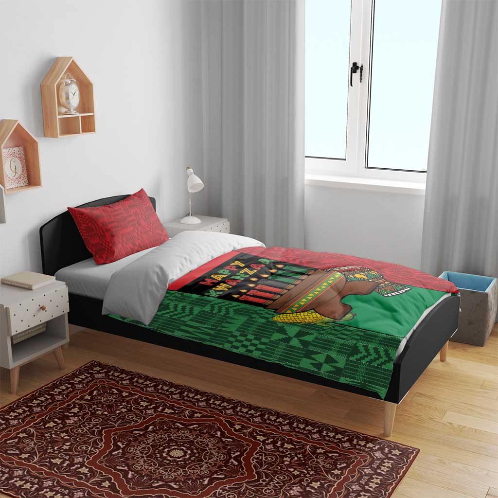 Happy Kwanzaa Bedding Set Kinara With Kente Pattern - Wonder Print Shop