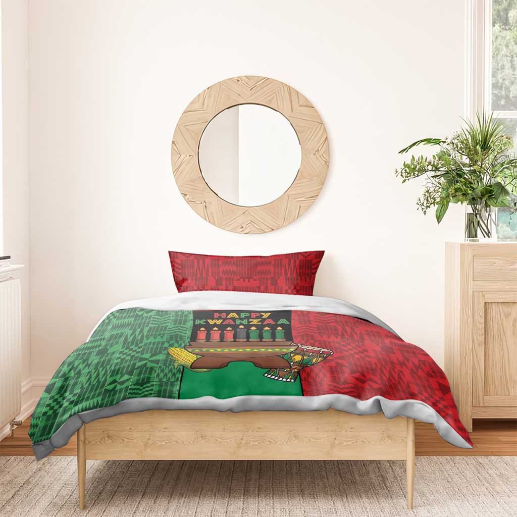 Happy Kwanzaa Bedding Set Kinara With Kente Pattern - Wonder Print Shop