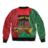 Personalized Happy Kwanzaa Bomber Jacket Kinara With Kente Pattern - Wonder Print Shop