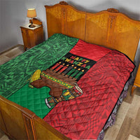 Happy Kwanzaa Quilt Kinara With Kente Pattern - Wonder Print Shop