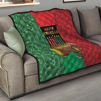 Happy Kwanzaa Quilt Kinara With Kente Pattern - Wonder Print Shop