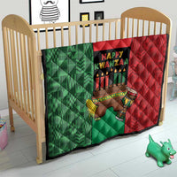 Happy Kwanzaa Quilt Kinara With Kente Pattern - Wonder Print Shop