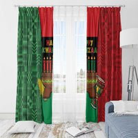 Happy Kwanzaa Window Curtain Kinara With Kente Pattern - Wonder Print Shop