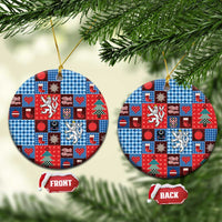 Czech Christmas Patchwork Ceramic Ornament - Wonder Print Shop