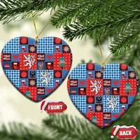 Czech Christmas Patchwork Ceramic Ornament - Wonder Print Shop