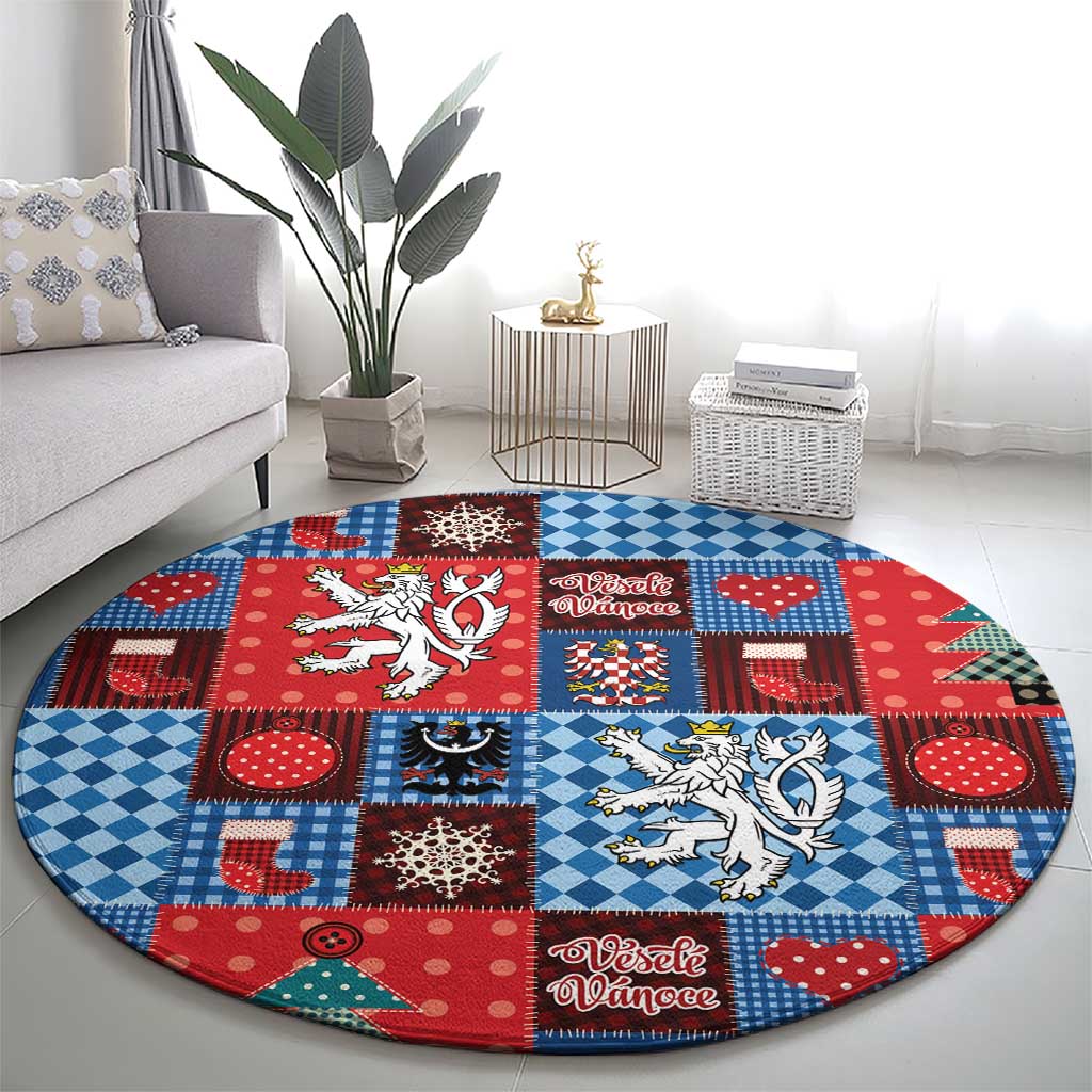 Czech Christmas Patchwork Round Carpet - Wonder Print Shop