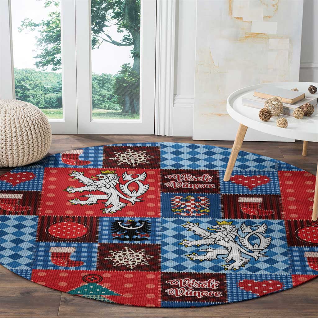 Czech Christmas Patchwork Round Carpet - Wonder Print Shop
