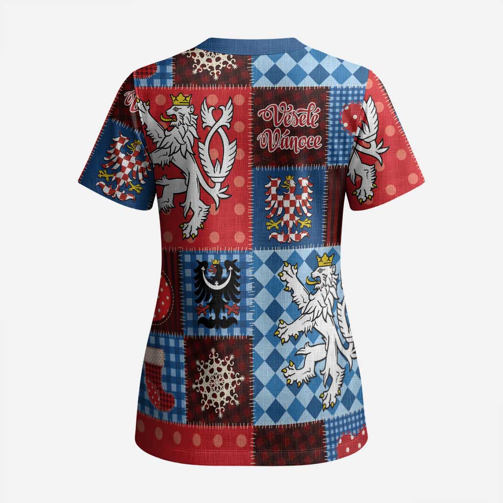 Czech Christmas Patchwork Scrub Top - Wonder Print Shop