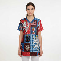 Czech Christmas Patchwork Scrub Top - Wonder Print Shop