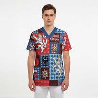 Czech Christmas Patchwork Scrub Top - Wonder Print Shop