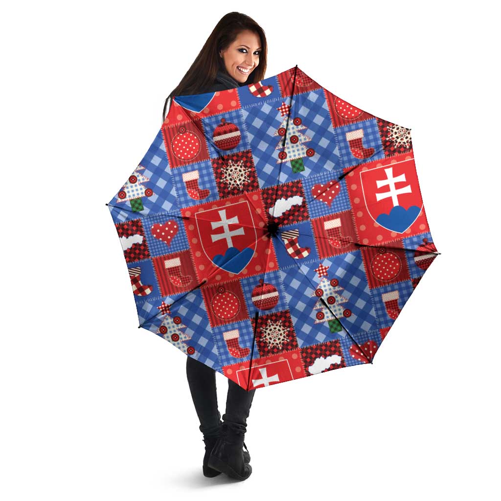 Slovakia Christmas Patchwork Umbrella - Wonder Print Shop