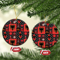 Albania Christmas Patchwork Ceramic Ornament - Wonder Print Shop