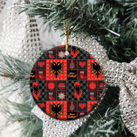 Albania Christmas Patchwork Ceramic Ornament - Wonder Print Shop