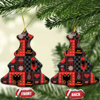 Albania Christmas Patchwork Ceramic Ornament - Wonder Print Shop