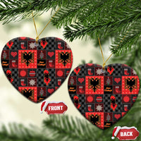Albania Christmas Patchwork Ceramic Ornament - Wonder Print Shop