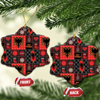 Albania Christmas Patchwork Ceramic Ornament - Wonder Print Shop