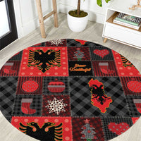 Albania Christmas Patchwork Round Carpet - Wonder Print Shop