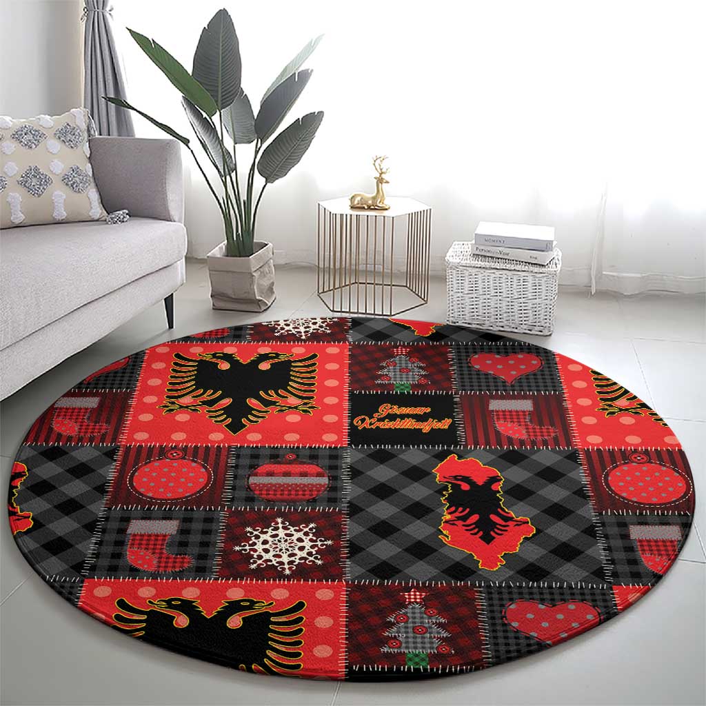 Albania Christmas Patchwork Round Carpet - Wonder Print Shop