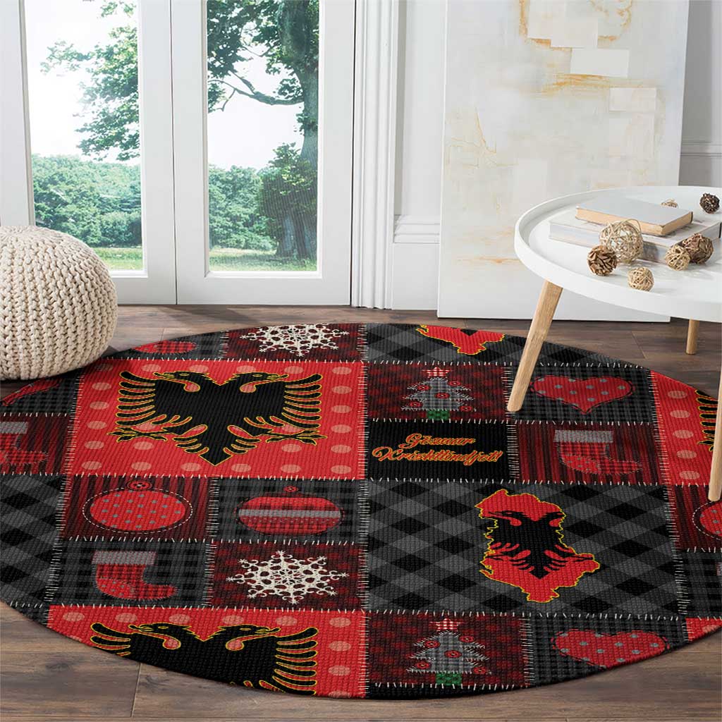 Albania Christmas Patchwork Round Carpet - Wonder Print Shop