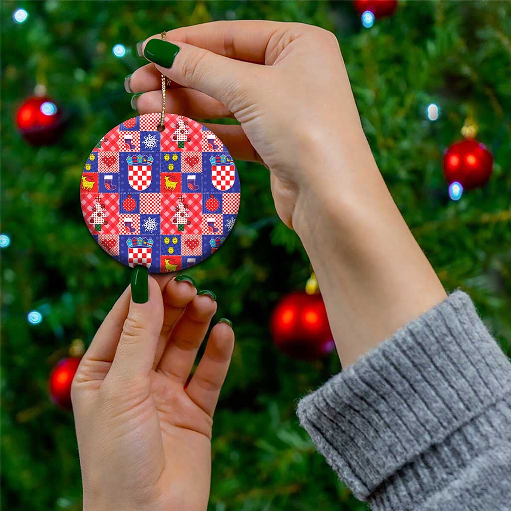 Croatia Christmas Patchwork Ceramic Ornament - Wonder Print Shop