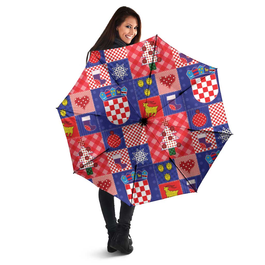 Croatia Christmas Patchwork Umbrella - Wonder Print Shop