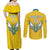 Custom Rwanda Football Couples Matching Off Shoulder Maxi Dress and Long Sleeve Button Shirt Go Amavubi