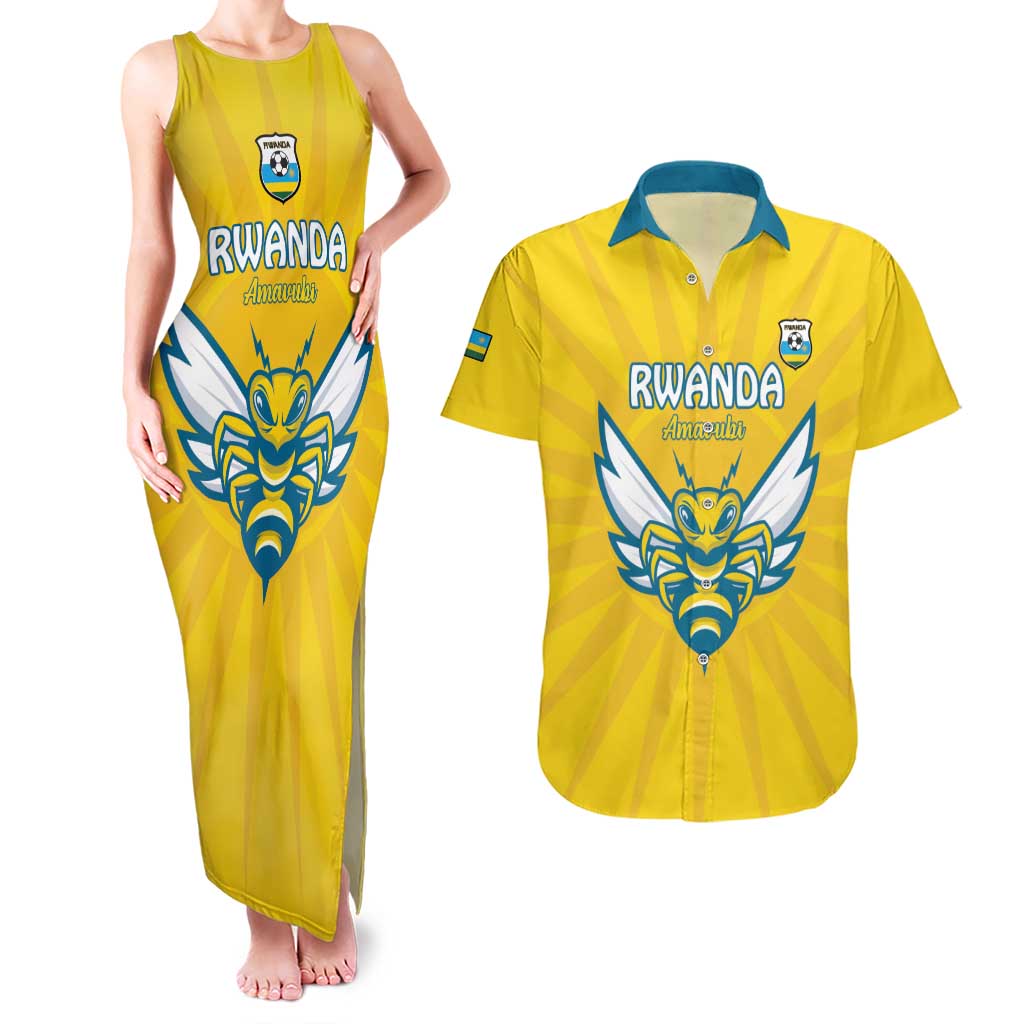 Custom Rwanda Football Couples Matching Tank Maxi Dress and Hawaiian Shirt Go Amavubi