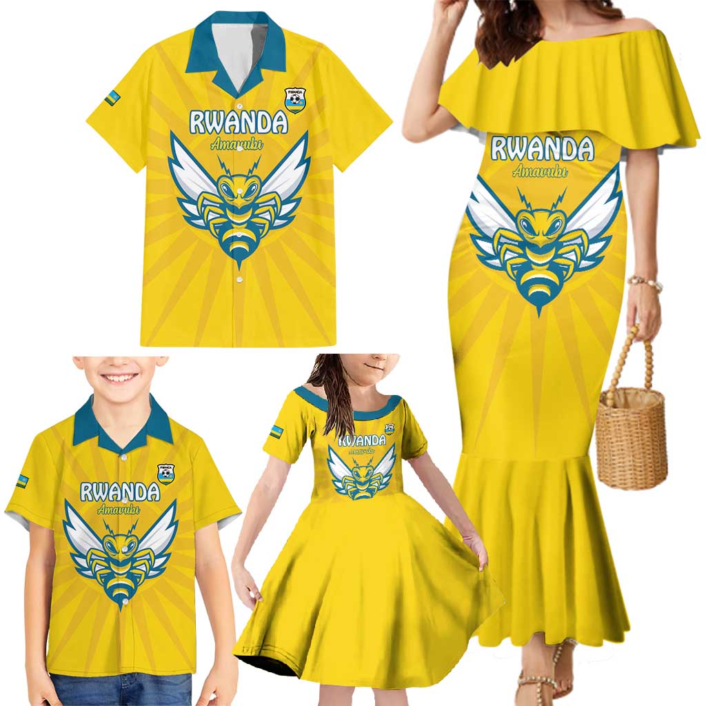 Custom Rwanda Football Family Matching Mermaid Dress and Hawaiian Shirt Go Amavubi - Wonder Print Shop